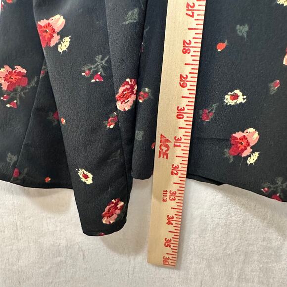 VTG TR Bentley Plus 24 Black Red Floral Midi Skirt Summer Resort Cottage Fairy - Picture 8 of 9